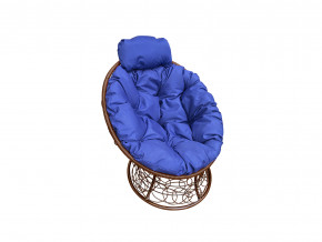 Кресло Папасан мини с ротангом синяя подушка в Краснотурьинске - krasnoturinsk.magazinmebel.ru | фото