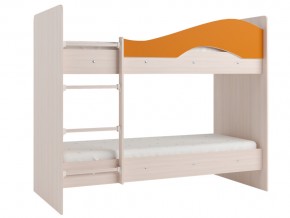Кровать 2-х ярусная Мая на латофлексах млечный дуб, оранжевая в Краснотурьинске - krasnoturinsk.magazinmebel.ru | фото