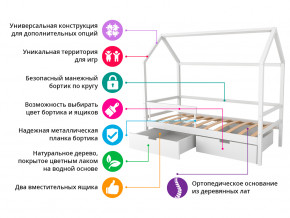 Кровать-домик Svogen с фото с ящиками и бортиком белый/барашки в Краснотурьинске - krasnoturinsk.magazinmebel.ru | фото - изображение 2