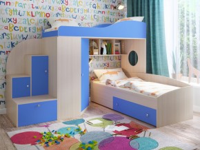 Кровать Кадет 2 Дуб молочный-голубой в Краснотурьинске - krasnoturinsk.magazinmebel.ru | фото
