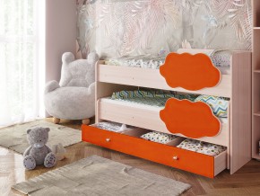 Кровать Соник с ящиком млечный дуб-оранж в Краснотурьинске - krasnoturinsk.magazinmebel.ru | фото